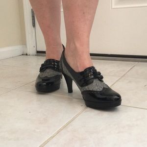 APT9 Cloth and Patent Leather Heels